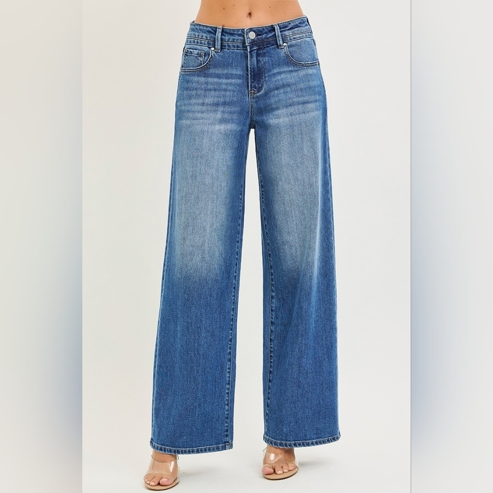 RISEN High Rise Medium Wash Slouchy Baggy Jeans Wide Leg Relaxed Various NEW - Picture 7 of 17